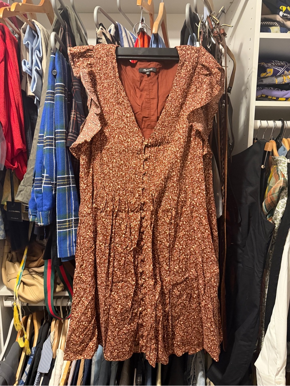Madewell Rust Brown Floral Midi Dress